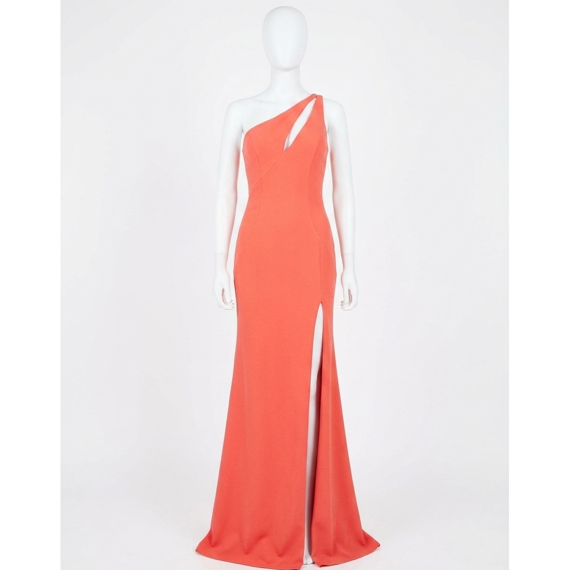 New Jovani Long One Shoulder Fitted Prom Dress In Orange
